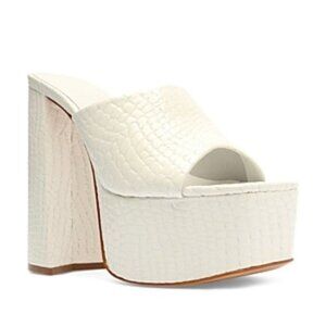 Schutz Womens Darah Platform Croc Print White Mules Slip On-Shoes Size: 10 NIB